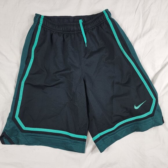 Nike Dri Fit Mens Large Black Green Athletic Shorts Casual Running Gym Training - Picture 1 of 12
